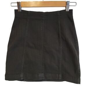 Free People Black Denim Mini Skirt Women‎ Grunge Goth Festival Utility Size 0